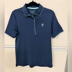 Peter Millar Men’s Navy Polo with Mint Trim Sz M UPF 50+ Sun Protection